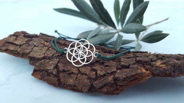 Armband "Blume des Lebens" Dunkelgrün